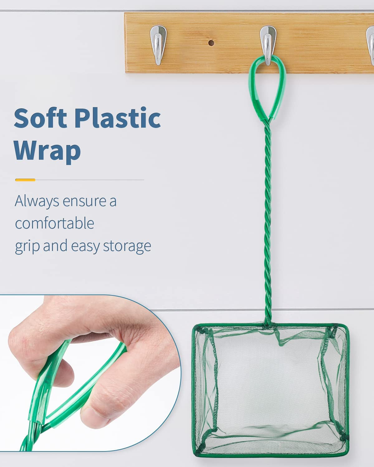 Pawfly Aquarium Fish Net with Braided Metal Handle Square Net with Soft Fine Mesh Sludge Food Residue Wastes Skimming Cleaning Net for Fish Tanks Small Koi Ponds and Pools