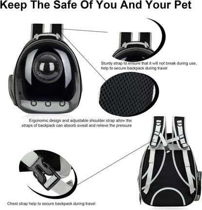 AJY Black Cat Carrier Dog Carrier Backpack, Pet Carrier Back Pack Pack for Small Medium Cat Puppy Doggie, Dog Body Carrying Bag Travel Space Capsule for Travel, Hiking, Walking & Outdoor Use