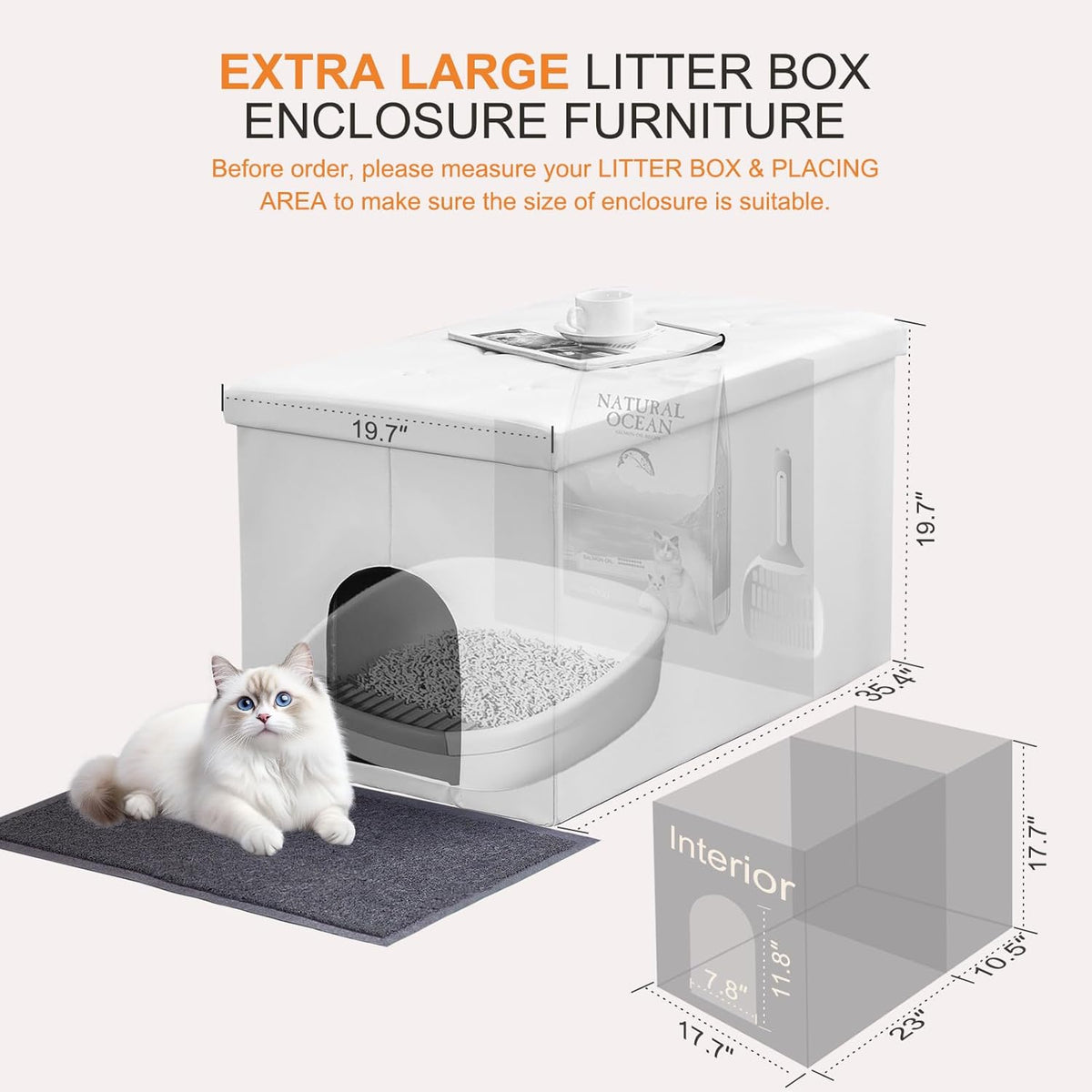 MEEXPAWS Cat Litter Box Enclosure Furniture Odor Control, Extra Large