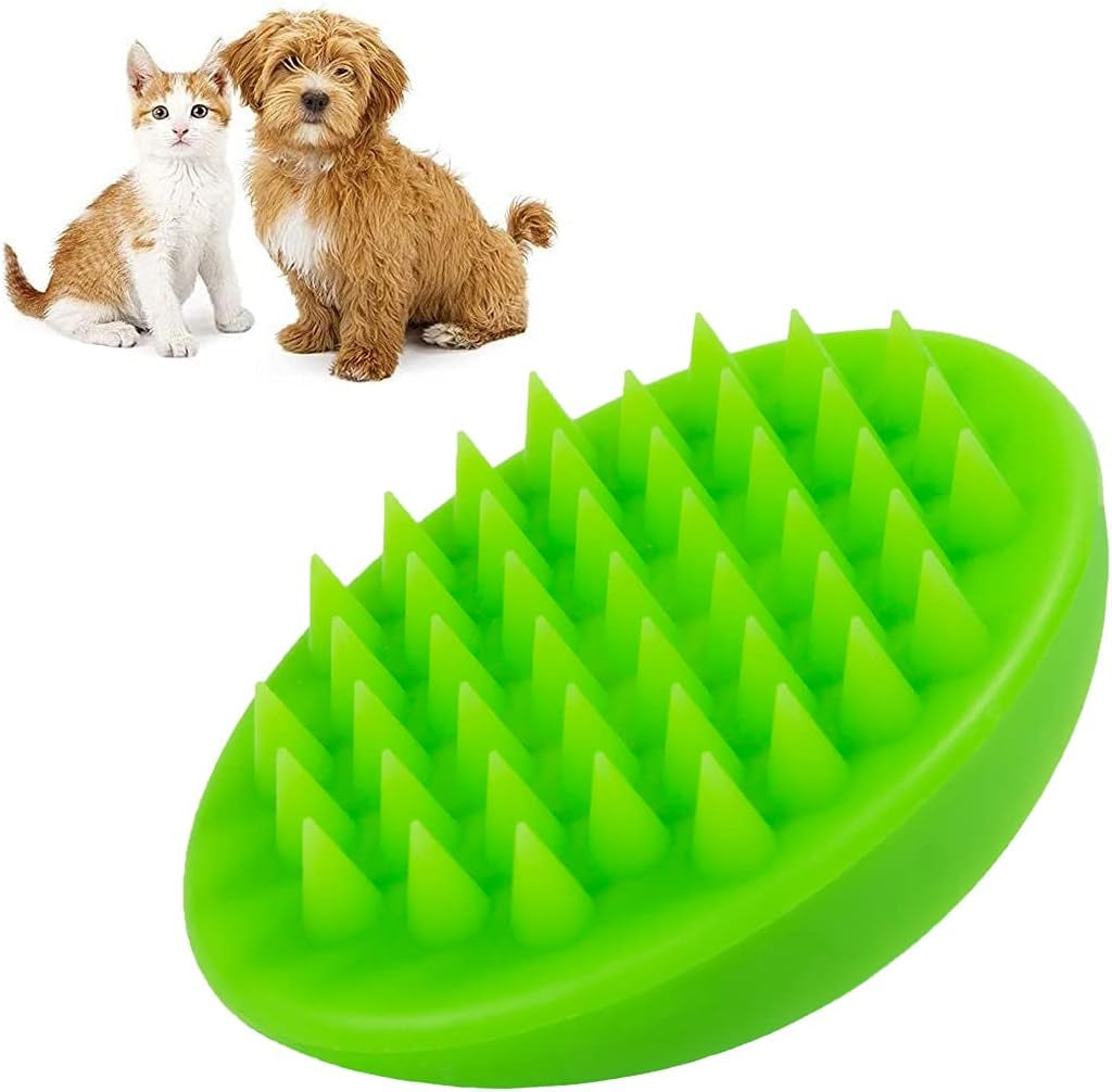 Dog Brush for Shedding and Grooming, Cat Bath Massage Brushes, Pets Deshedding Brush, Soft Rubber Hair Removal Tool Combs for Long Short Haired Dogs/Cats (Green)