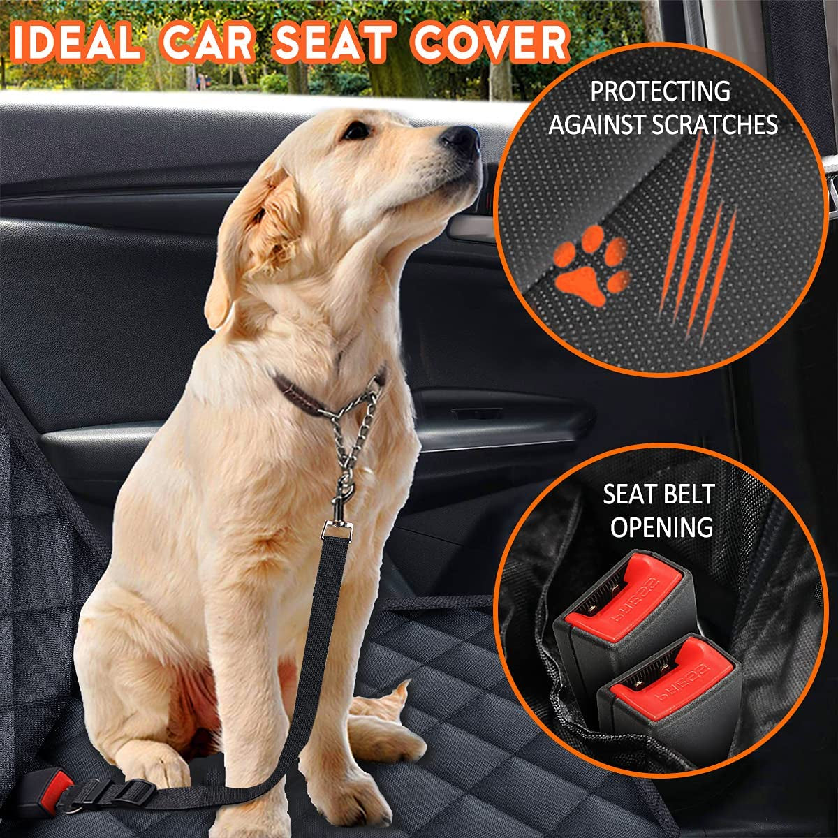 Yuntec Dog Car Seat Cover, Back Seat Cover for Dogs Pet Car Seat Protector