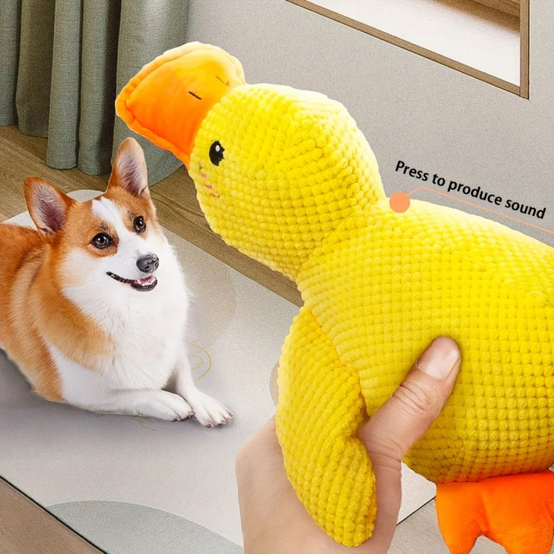 1Pc Large Duck-Shaped Squeaky Plush Toy for Dogs - Teeth Cleaning, Durable Chewtoy, Interactive Fun for Engaging Playtime