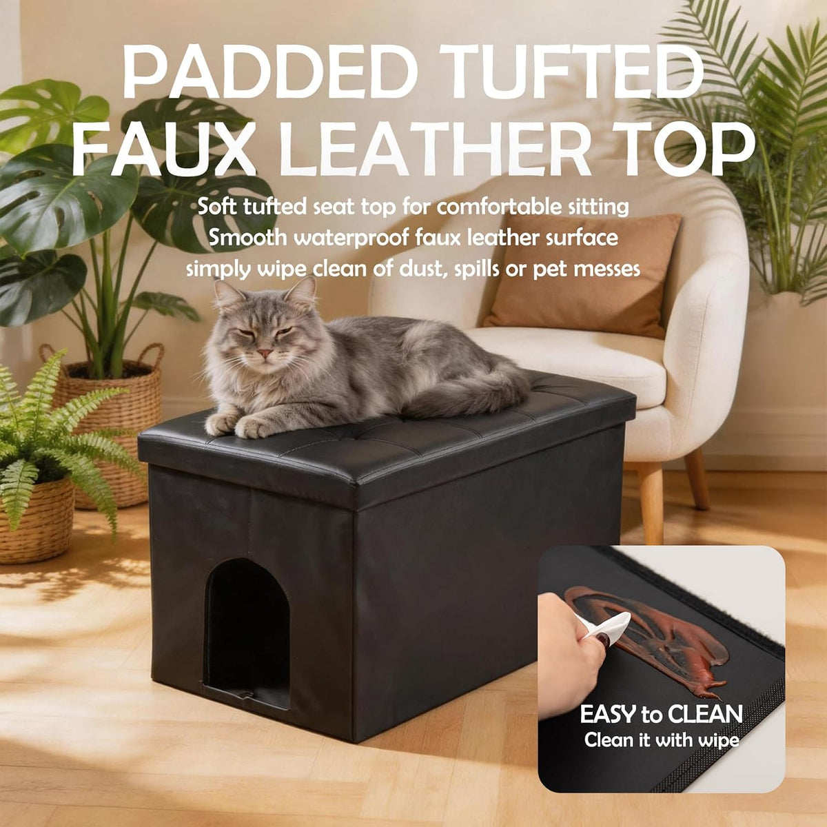 MEEXPAWS Cat Litter Box Enclosure Furniture Odor Control, Extra Large