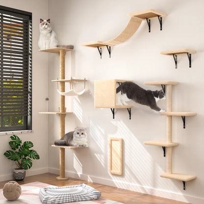 Damyanti Wall-Mounted Cat Tree Shelved 6 Pcs Climbing Center