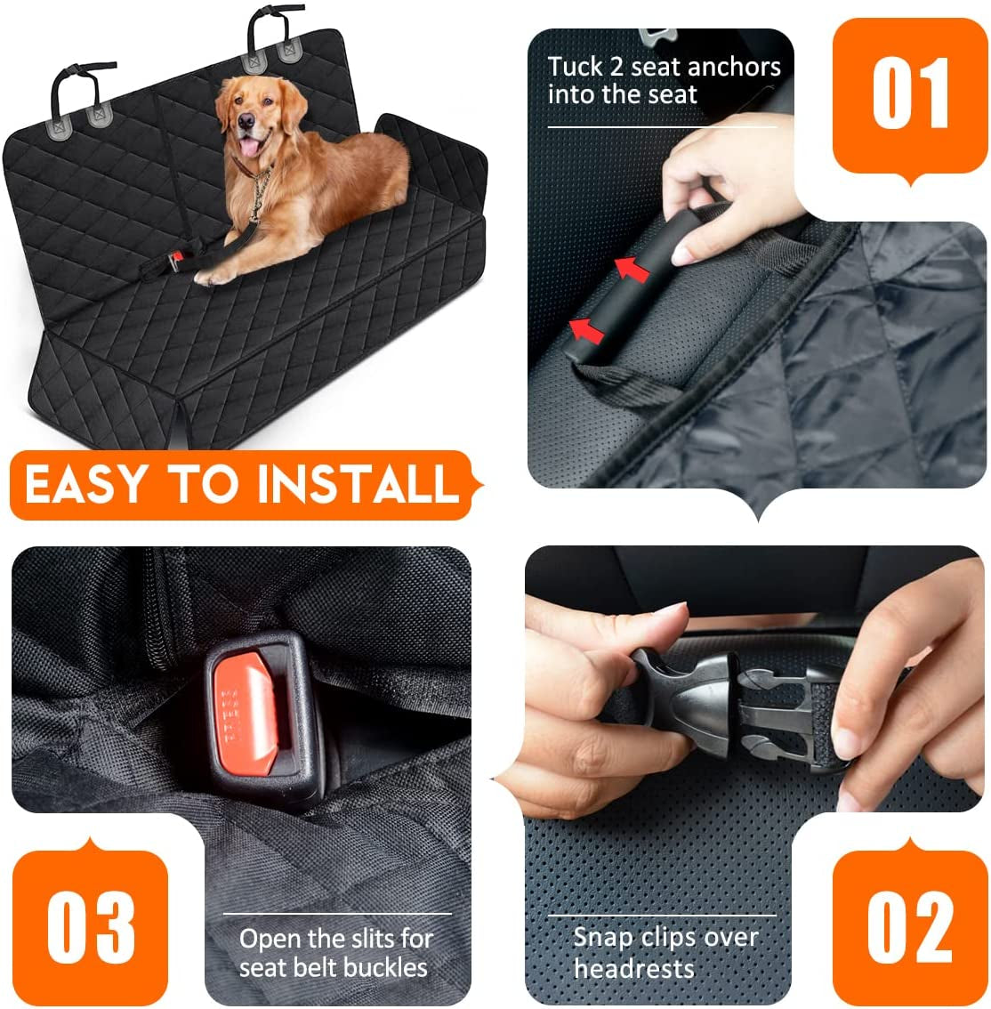 Yuntec Dog Car Seat Cover, Back Seat Cover for Dogs Pet Car Seat Protector