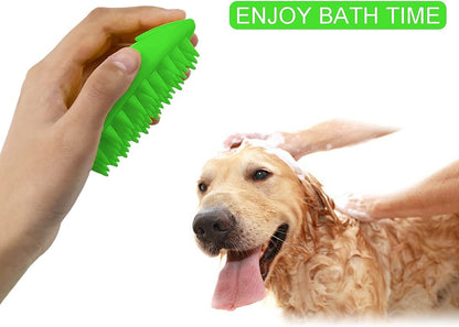 Dog Brush for Shedding and Grooming, Cat Bath Massage Brushes, Pets Deshedding Brush, Soft Rubber Hair Removal Tool Combs for Long Short Haired Dogs/Cats (Green)