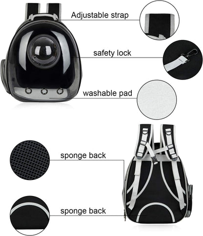 AJY Black Cat Carrier Dog Carrier Backpack, Pet Carrier Back Pack Pack for Small Medium Cat Puppy Doggie, Dog Body Carrying Bag Travel Space Capsule for Travel, Hiking, Walking & Outdoor Use