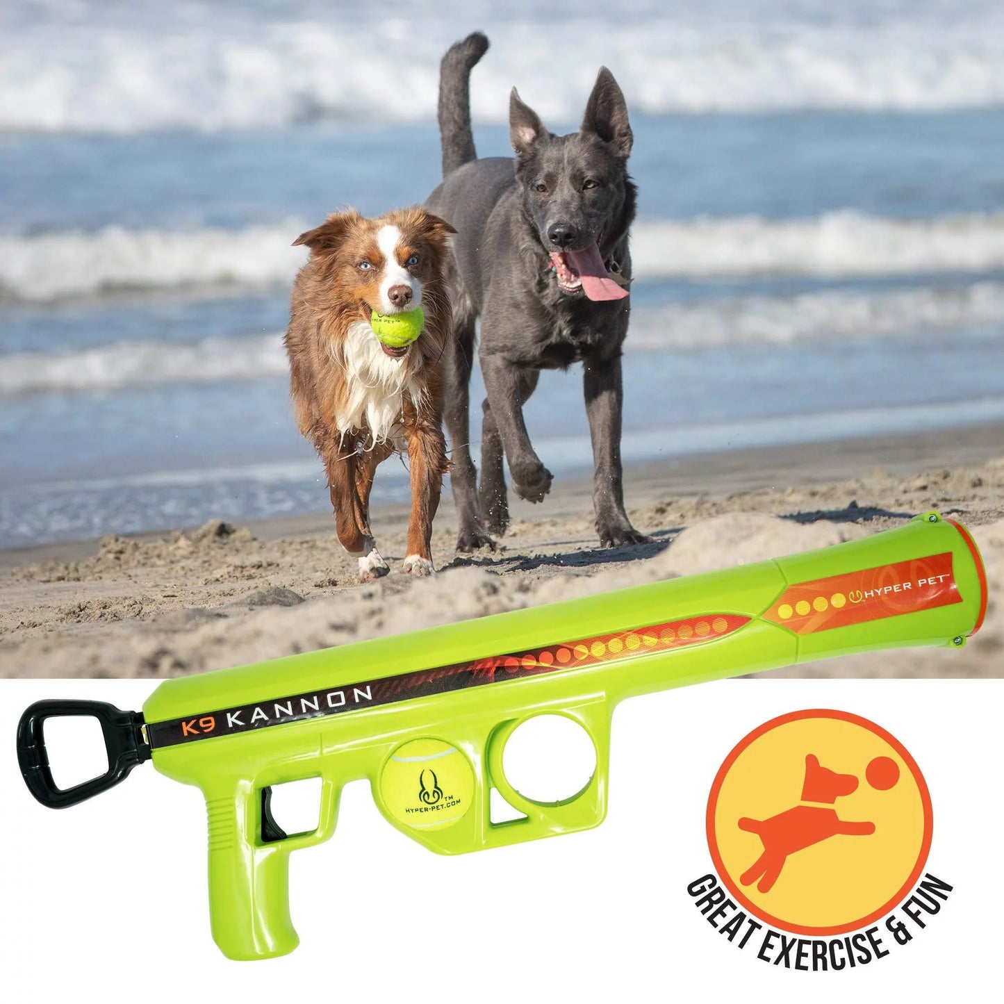 K9 Kannon Dog Tennis Ball Launcher Interactive Dog Toy with 1 Dog Ball, Green