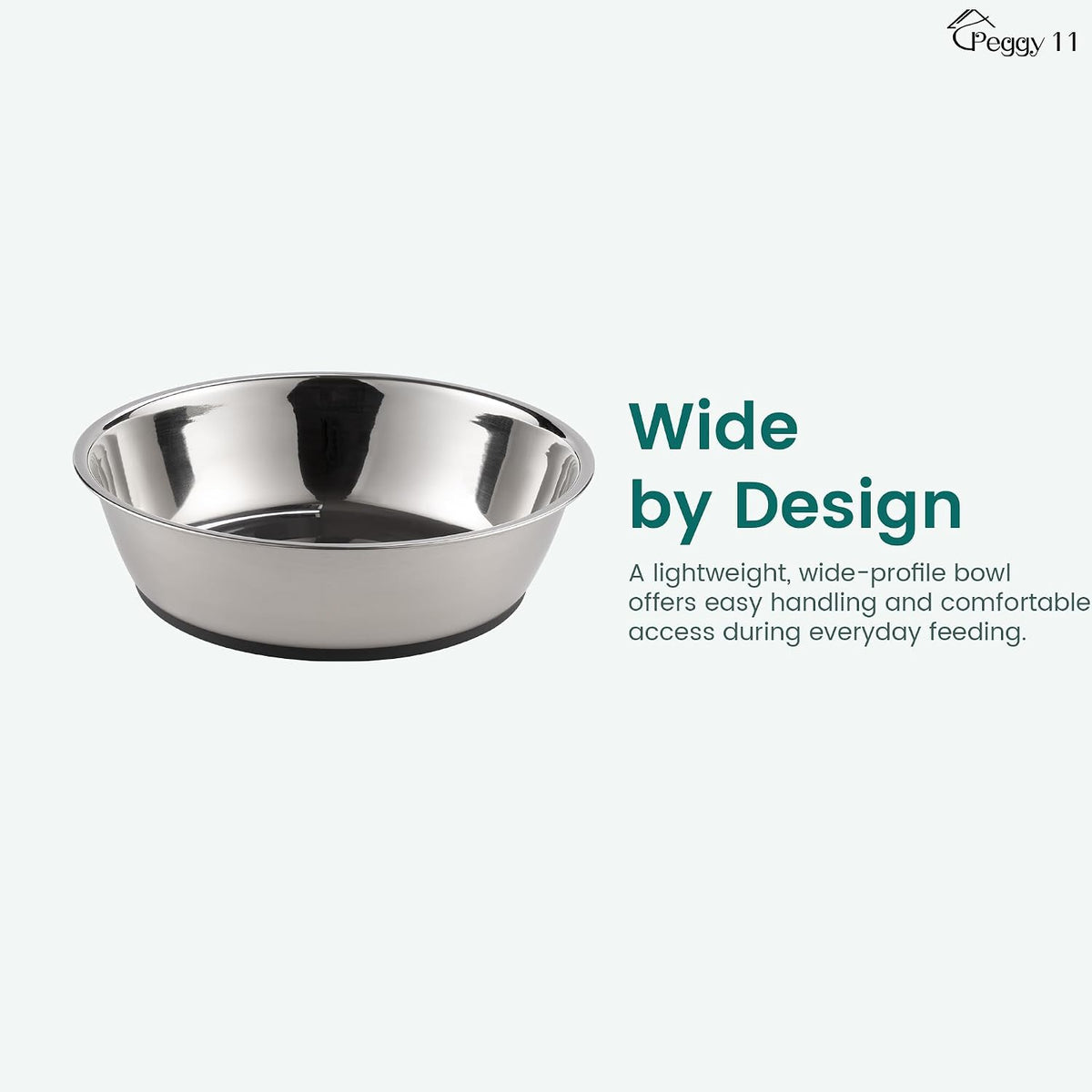 PEGGY11 Lightweight Stainless Steel Cat Dog Bowls, 3 US Cup Each, 2-Pack