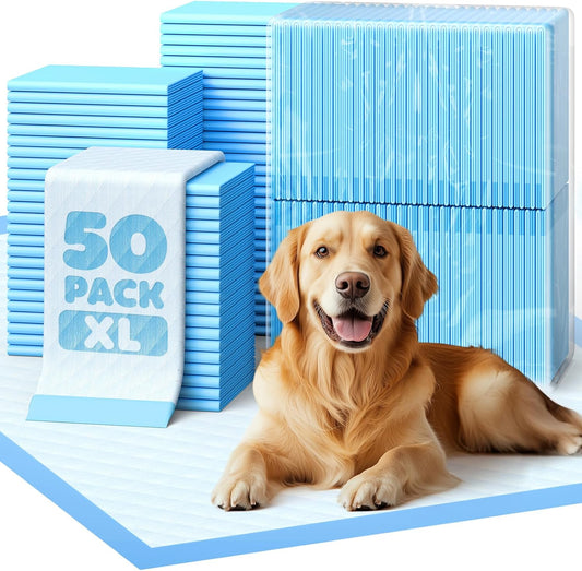 Powools Puppy Pads for Dogs, 34X28 In, 6-Layer Leakproof, 50-Pack
