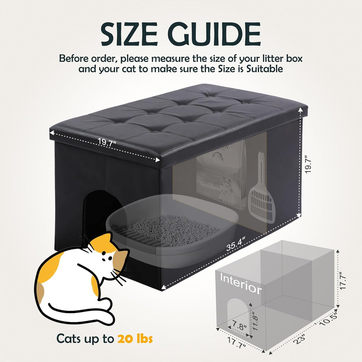 MEEXPAWS Cat Litter Box Enclosure Furniture Odor Control, Extra Large