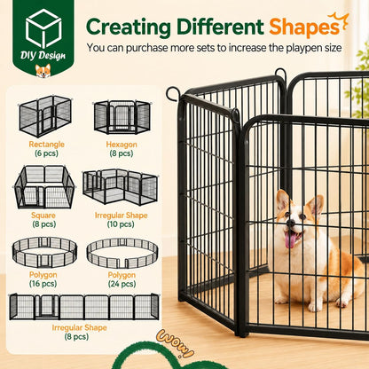 Yaheetech Dog Playpen 24In 16 Panels Pet Fence for Indoor Yard RV Camping