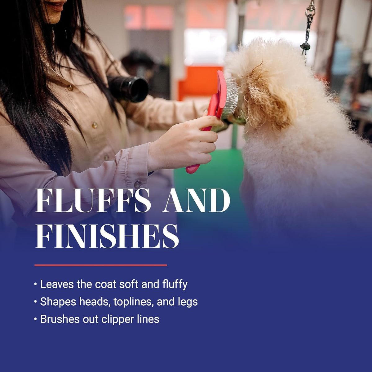 Chris Christensen Big G Dog Slicker Brush for Dogs (Goldendoodles, Labradoodles, Poodles), Groom like a Professional, Fluff Detangle Style, Saves Time Energy, Coral, Large